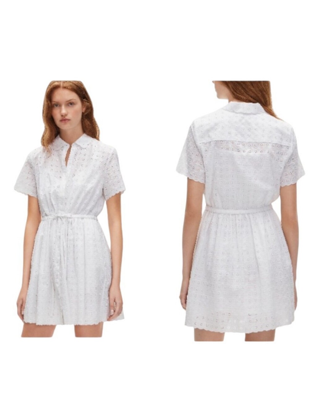 NWT J. Crew Tall Mini Cerise Shirt-dress eyelet cotton poplin White 6T